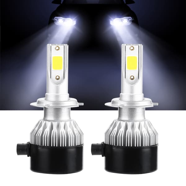 2 stk. Super Bright Bil Auto Mini LED Frontlykt Kit H7 Pærer 55W 6000K