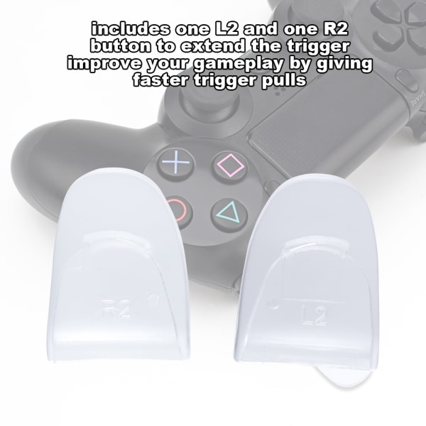 2 kpl/ set Kestävä R2 L2 Buttons -liipaisimen laajennusosa PS4-ohjaimelle (läpinäkyvä)