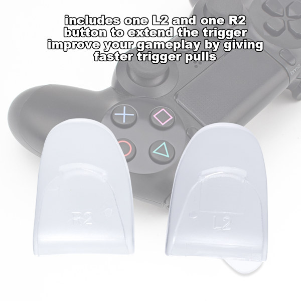 2 kpl/setti Kestäviä R2 L2 -painikkeiden liipaisimen pidennyslaitteita PS4-ohjaimelle (Läpinäkyvä)