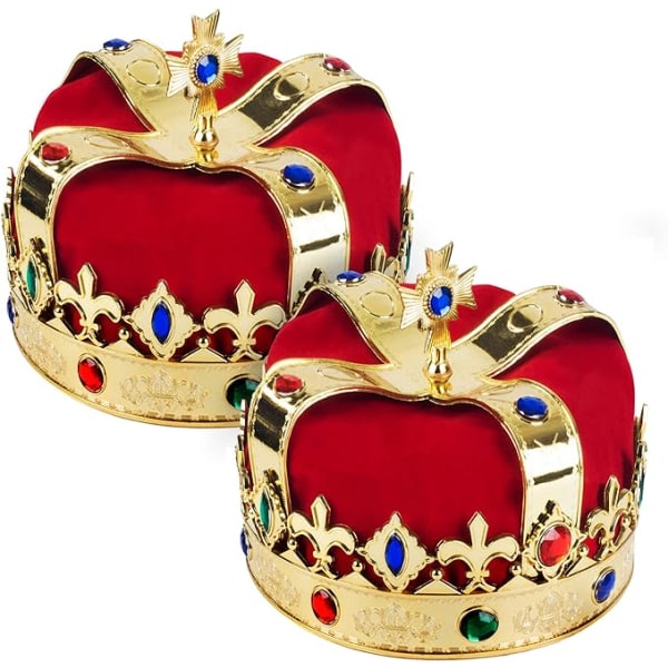 2 STK Sjove festhatte Navn: Royal Jeweled King's Crown - Kostumetilbehør