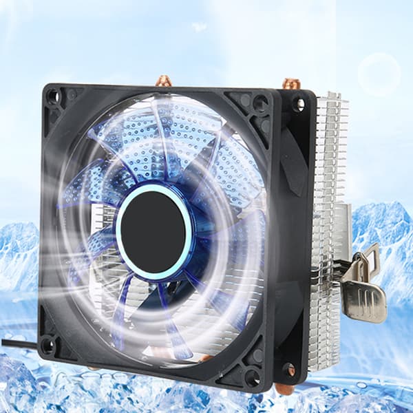 3-pin CPU-kjøler med blått lys, 2 messingrør for AMD 775 1155 1366 PC-tilbehør