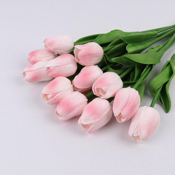 10 stk kunstige blomster falske blomster tulipan latexmateriale ægte touch til bryllupsværelse Hjem hotelfest dekoration og gør-det-selv (pulver)