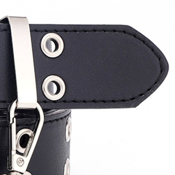 Punkrock-belte i PU-skinn med avtakbar kjede med doble rader Dekorativt midjebelte for kvinner Svart belte med kjede