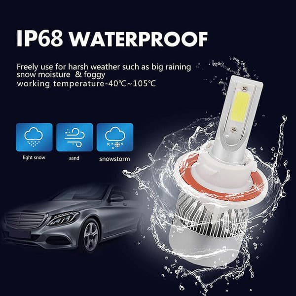 (2-pack) H13 / 9008 LED Headlight (Low & High Beam) C6 Conversion Kit, 72W 8500LM 6500K Cool White