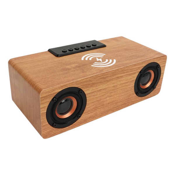 Väckarklocka med Bluetooth högtalare i trä med FM-radio Trådlös telefonladdare Väckarklocka Bluetooth högtalare för sängkanten i sovrummet- W