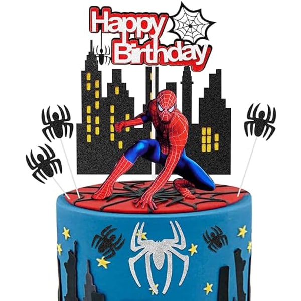 Spiderman Cake Toppers 9 kpl Syntymäpäiväkakun päällysteet Supersankarijuhlakoristeet Spiderman One Cupcake Topper juhlatarvikkeet