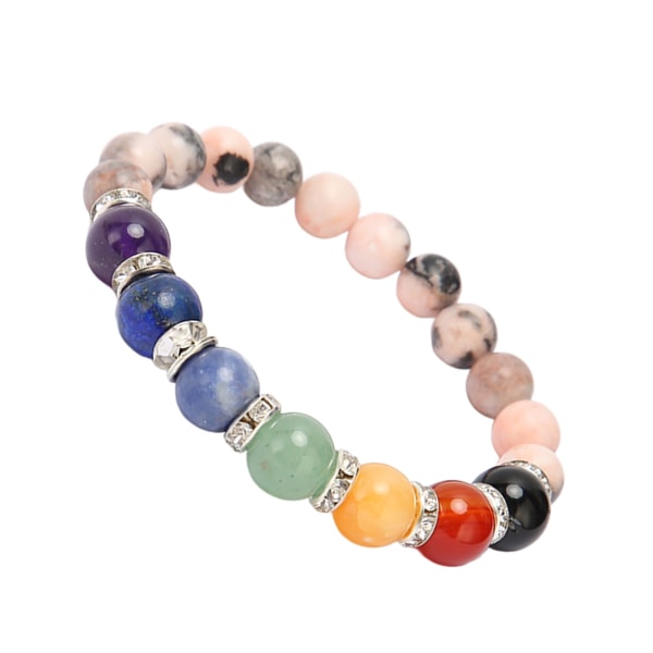 Chakra armbånd Elastisk streng Stressavlastning Avslappende tett koblet perlearmbånd for Meditasjonsfest Healing Rosa