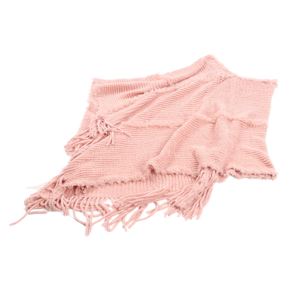 Dam Ponchotröja Hudrosa Spets Dekoration Fransad Sjal Wrap Cashmere Stickad Cape