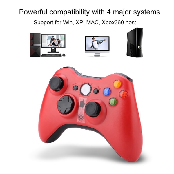 Trådlös kontroll för XBox 360 Game Controller Gamepad för XBox 360 för Win/XP/MAC (röd)