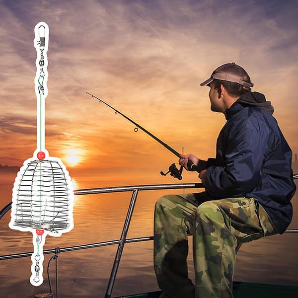 Hul lokkemadskurv til fiskeri Rustfri fiskefoderholder til karper og krabber Large Size
