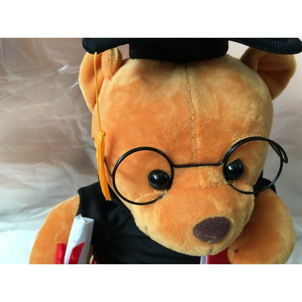 Teddybjörn med glasögon - 18 cm, diplom och doktorsmössa - plysch för examen, gymnasiet eller universitetet
