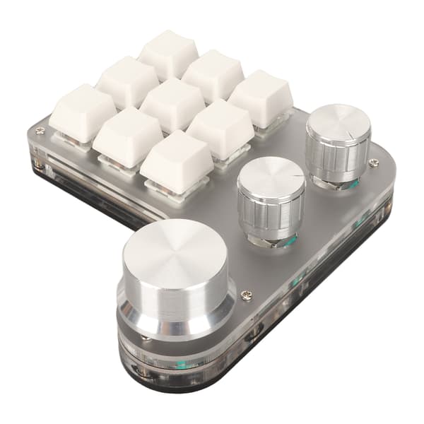 DIY Programmerbart RGB Mekanisk Tastatur 9 Taster 3 Knapper Trådløs Bluetooth Kablet USB til Kontor Hvid