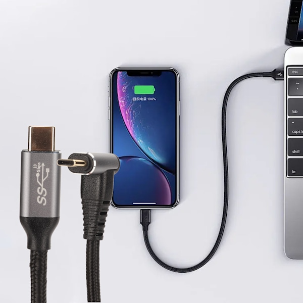 90 Graders USB-C-kabel 4K 60Hz Stöder PD100W Typ C 3.1 Gen2 Full Function USB-C Snabbladdningskabel för Steam Deck 50cm/19.7in