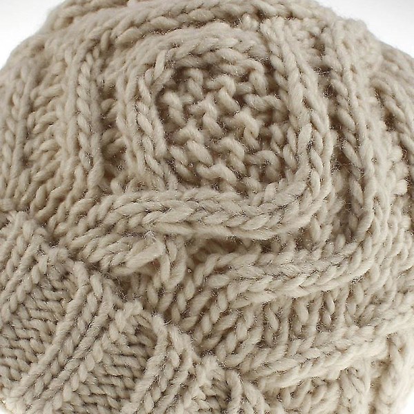 Vinterluer kvinner menn strikket skilue tykk varm lue hodeskalle lue til gave beige