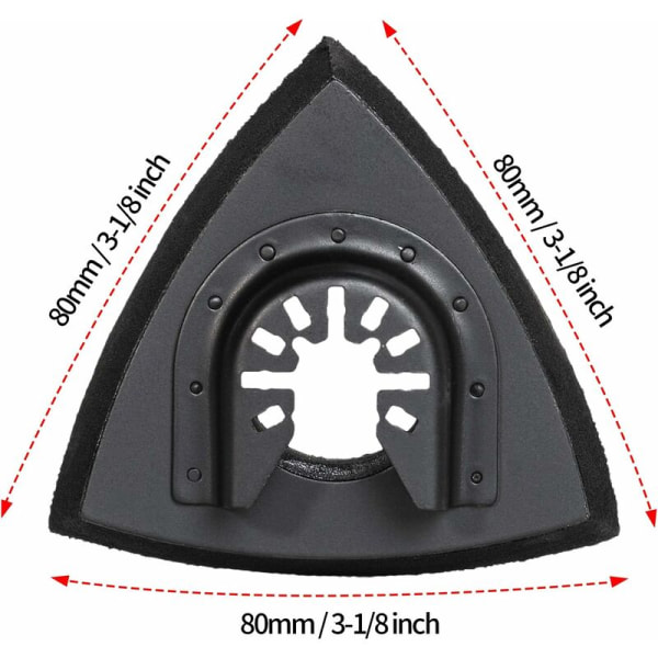 2 stykker 80 mm trekantede slipeputer - oscillerende multiverktøysslipepute for tresliping