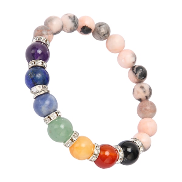 Chakra armbånd Elastisk streng Stressavlastning Avslappende tett koblet perlearmbånd for Meditasjonsfest Healing Rosa