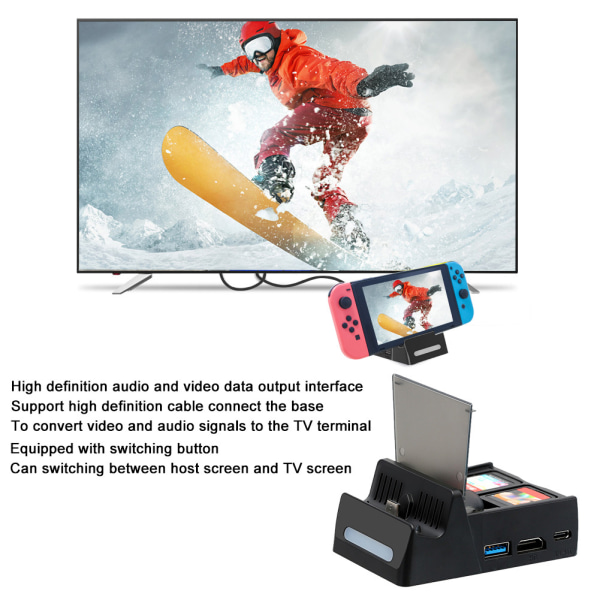 Kannettavien ABS-pelien lataustelakka High Definition Conversion Charger Base TV:tä varten