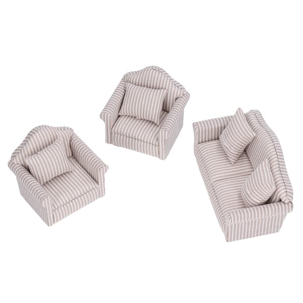 Miniature Sofasæt Simulationsdukkehussofa med puder til 3 år og opefter