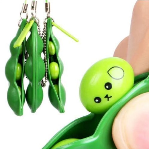 1 kpl Sensory Green Toy Vihreät pavut Pavut Fidget Bean Lelut，7×2cm