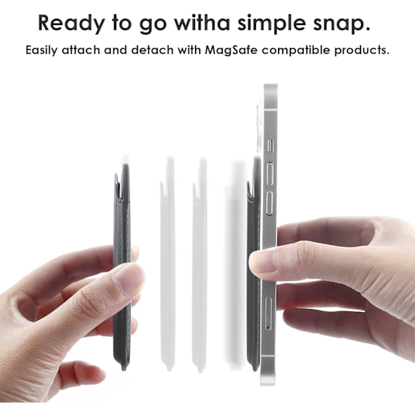 Sort - Pung til iPhone 12/13/14 Mini/Plus/Pro/Max, kortholder med magnet (1 stk)