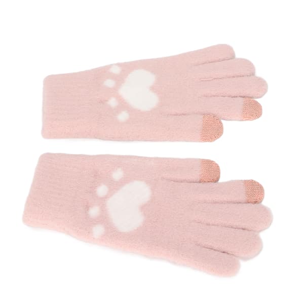 Kattepote Touch Screen Handsker Bløde Varme Mink Pels Vinterhandsker Pink
