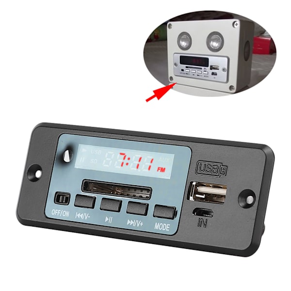 5V USB FM Radio MP3-dekodermodul med effektforstærker Musikafspillerkort Sort