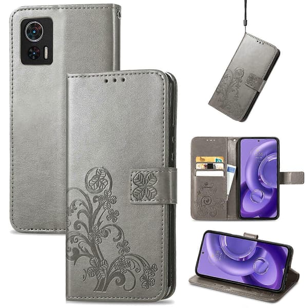【bt02】Leather Case Compatible with Motorola Edge 30 Neo Gray