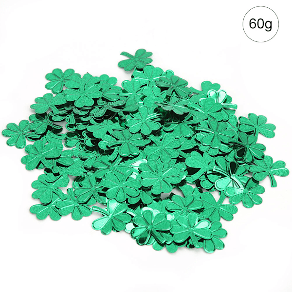 60g Påse med Unik Grön Fyraklöverkonfetti för Saint Patrick's Day Festballongdekorationer