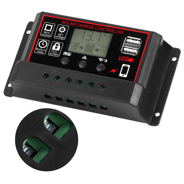 12V 24V Solar Fotovoltaisk Måler Intelligent Digital Display Controller USB 5V 60A