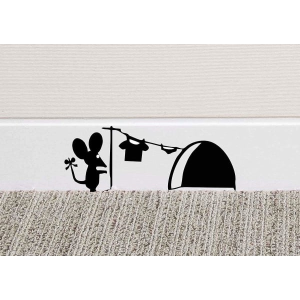 Mouse Hole Wall Art Sticker Tvätt Vinyl Dekal Möss Hem Sockelboard Roligt