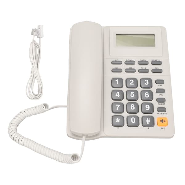 Fasttelefon med sladd, brusreducering, snabbval, nummerpresentation för kontor, vit