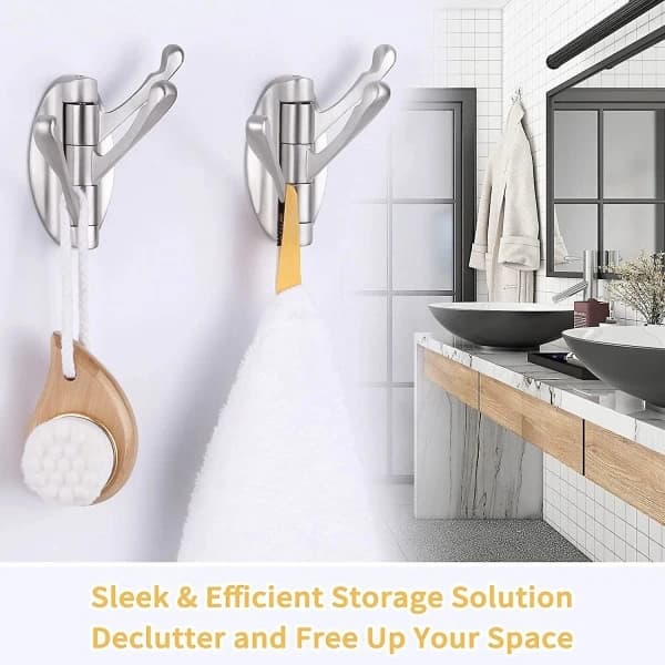Foldable Swivel Towel Rack 2-pack, Flexible Metal Clothes Hook