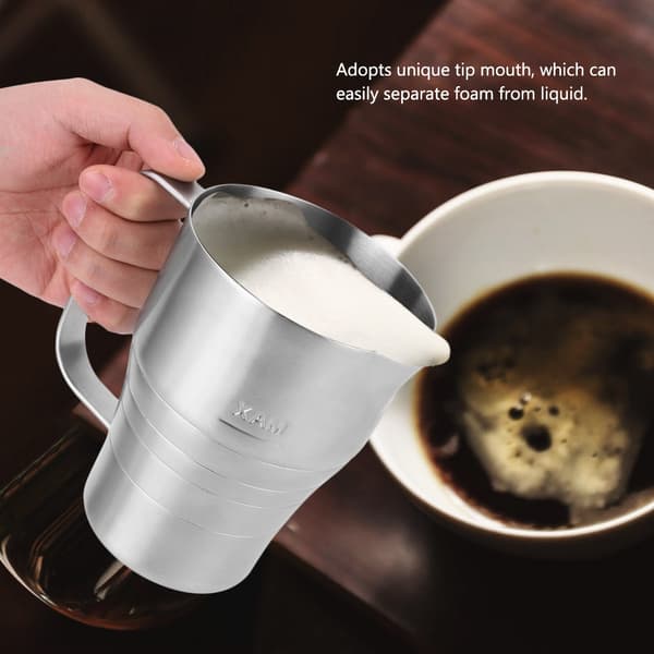 Mælkekande i rustfrit stål 900 ml med skala til kaffe til husholdningsbrug