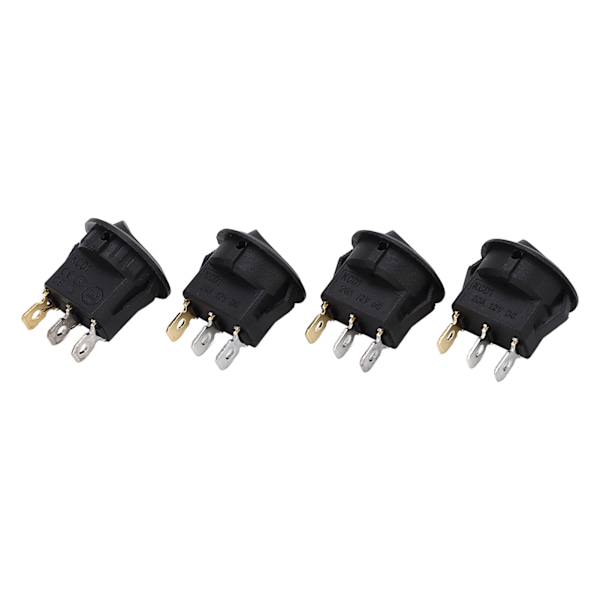 20-pack 12V 3-polig rund vippbrytare med LED - 2-läges på/av-växelspak för maskiner, hållbar ABS-konstruktion