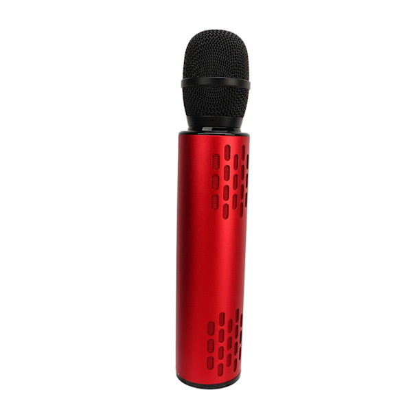 Trådlös Kondensatormikrofon Dubbla Högtalare Karaoke Bärbar Mikrofon Hem Bluetooth Sångmikrofon Röd