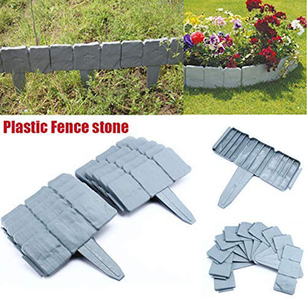 1 set imitation sten staket trädgård plast räcke (grå tio stycken)