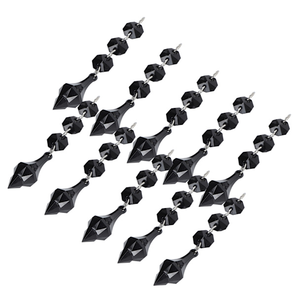 10 Oregelbundna Svarta Kristallberlocker - Koniska Akryl DIY Lampdekorationer