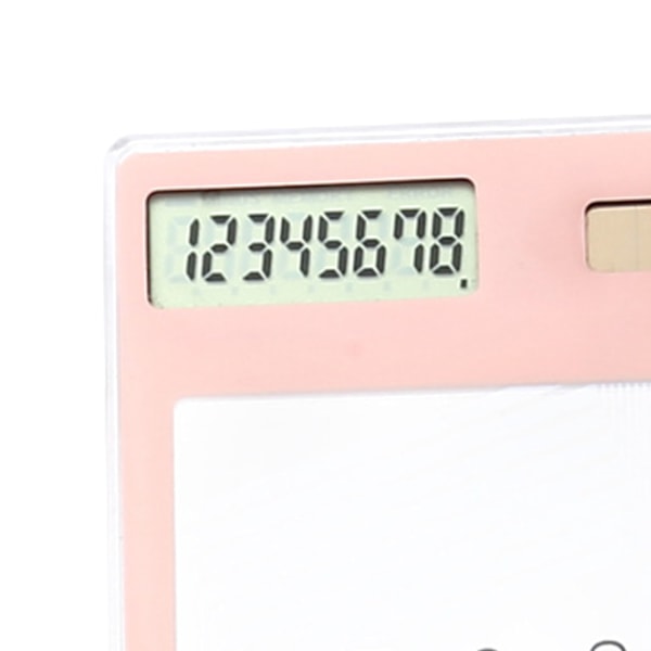Solcelledrevet lommeregner med berøringsskærm, 8-cifret LCD-display, bærbar transparent design til kontor, skole, hjem - Pink