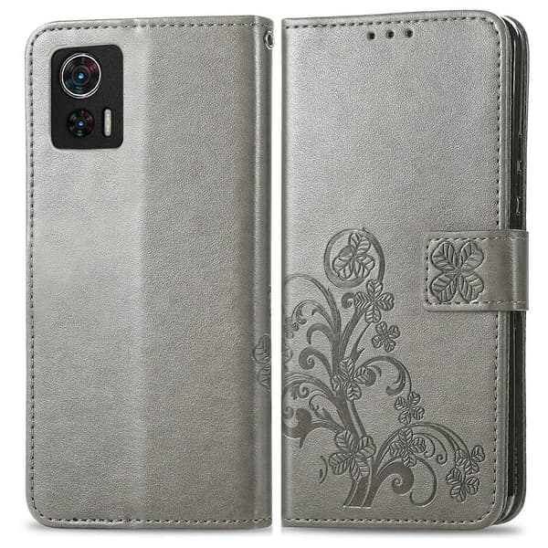 【bt02】Leather Case Compatible with Motorola Edge 30 Neo Gray