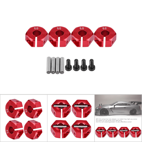 12mm Universal Hjulhexnavadapter för HSP Sakura 1/10 RC-bil (6mm, Röd)