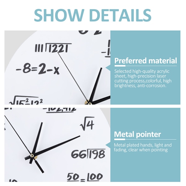 Matematisk Formel 3D Väggklocka för Barnrum - Unik Barnrumsinredning