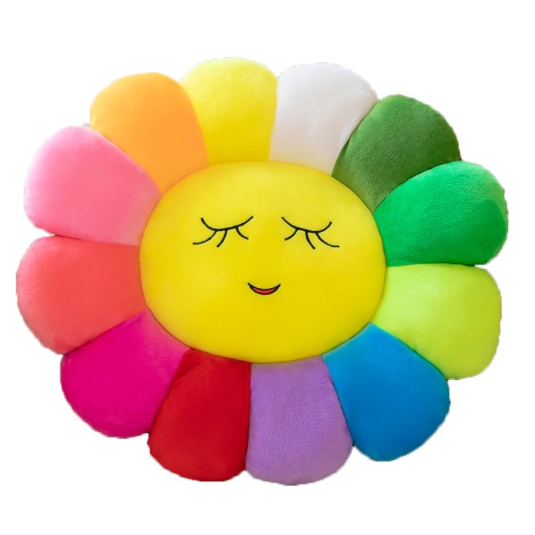 Farverig solsikkepude tegneserieudtryk blomsterpude stofpude til kontorsofaType 9