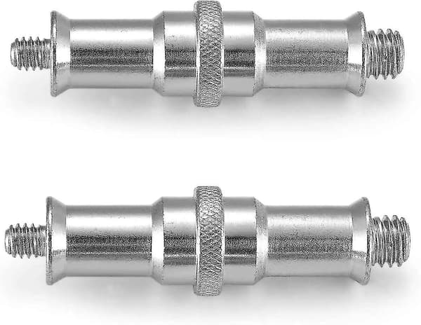 1/4 til 3/8 tommer Metall Hann Konverter Gjengeskruadapter Spigot Stud for Studio Lysstativ, Adapter, Kulehode, Trådløs Blitsmottaker, 2-pakning