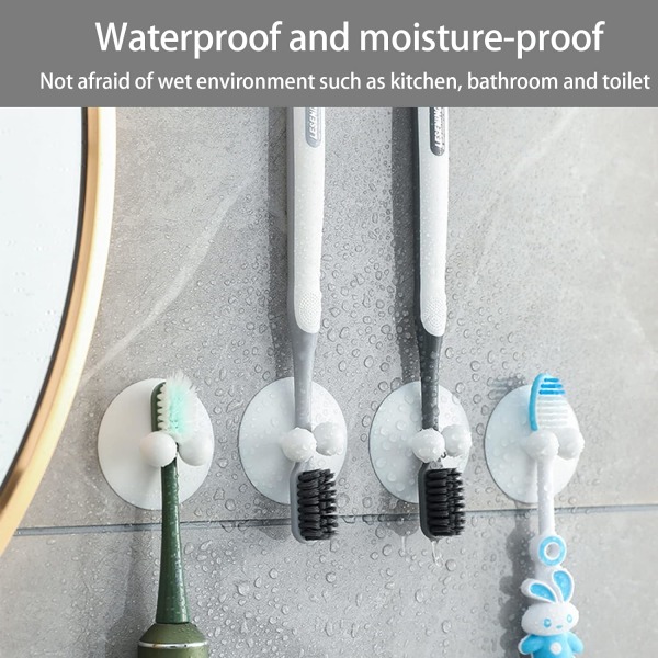 8 st tandborsthållare, sugkopp tandborsthållare, väggmonterad silikon tandborsthållare, ingen stansning Lämplig för tandborste handduksrakbadkar