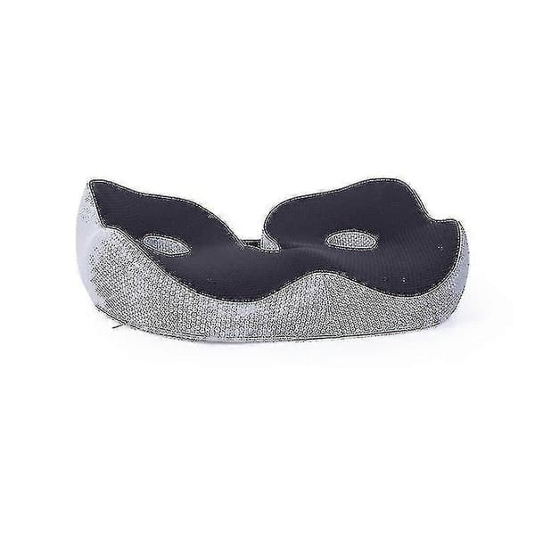 Memory Foam Sædepude til aflastning af balder, lænd, hamstrings, hofter, ischias tuberositas, reducerer træthed, stol Black