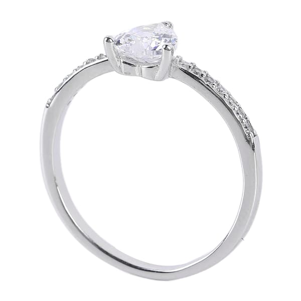 Hjerteformet glitrende zirkonia S925 sølvring for kvinner Elegant søtt design