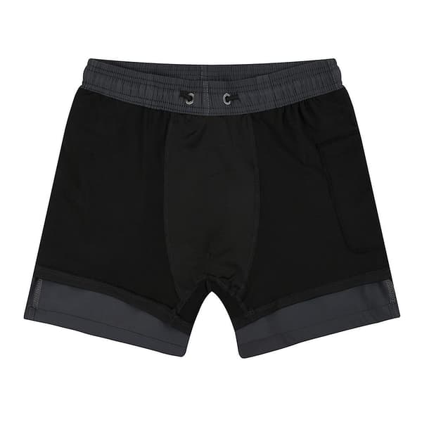 Dobbeltlags badebukser Åndbare hudvenlige boardshorts til mænd Black L