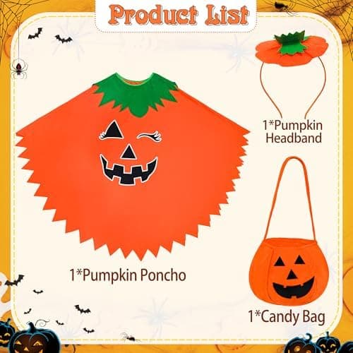[02]Lysende Halloween Poncho med Slikpose & Hårbånd til Voksenkostumer