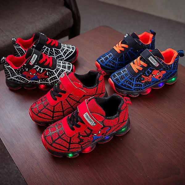 Barns andas Casual LED Spider-Man Luminous Shoes red 32