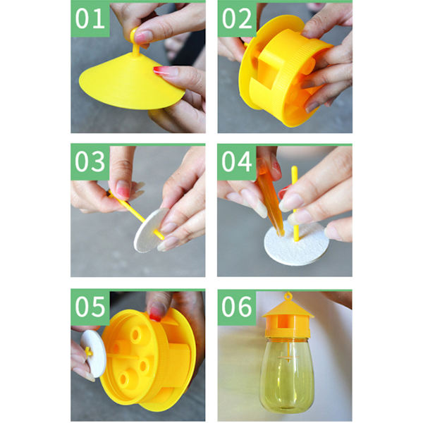 Set med 2 gula fruktflugefällor fruktfluga/getingfälla (enkel storlek 20*10*10cm, vikt 81g)
